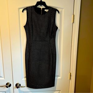 Calvin Klein Scuba Knit Dress, Black with Gold accents, Size 8, NEW without tags